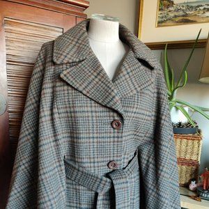 Plaid Wood & Cashmere Blend Cape